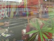 Young guy picks up huge old grandma in cafe 6/16