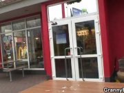 Young guy picks up huge old grandma in cafe 7/16