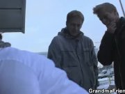 Two dudes pick up and fuck mature babe 2/16