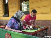 Picked up 80 years old grandma rides him 4/16