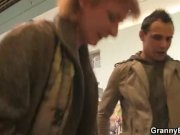 Old blonde granny jumps on young meat 2/16