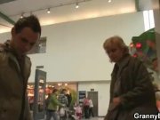 Old blonde granny jumps on young meat 3/16