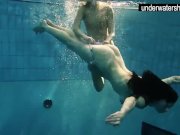 Two sexy amateurs showing their bodies off under water 11/16