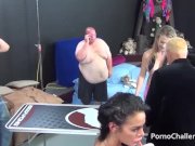 Huge fat man gets lucky with 3 hot porno chicks 6/16