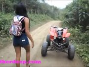 Heather Deep 4 wheeling on scary fast quad and Peeing next to horses in the 16/16