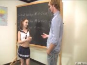 Cute schoolgirl jerks off her teacher 7/16