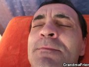 Double penetration for huge grandma 3/16