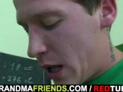 Perverted old teacher takes two young cocks 11/16