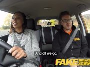 Fake Driving School nervous black teen filled up by her teacher in the car 4/16