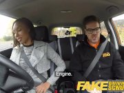 Fake Driving School nervous black teen filled up by her teacher in the car 5/16