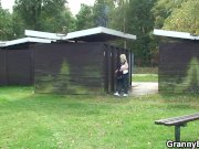 Blonde grandma screwed in public changing room 1/16