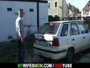 He bangs his GF's old mom outside 6/16