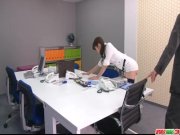 Maki Hojo tries cock in her pussy at work 2/16