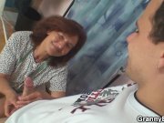 Clothed 70 years old granny rides young dick 10/16