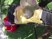 Busty blonde Alix Lynx fucks herself on a hammock 1/16