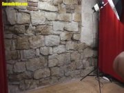 Skinny blonde wears just stockings 10/16