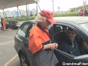 Blonde old lady takes double penetration in the fields 3/16