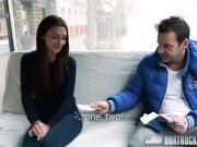 Box Truck Sex - Hot Brunette Student gets a cumshot on her shaved pussy 3/16