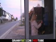 Naughty granny in stockings rides cock 1/16