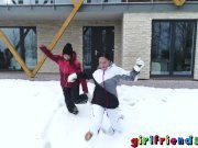 Girlfriends Snow loving babes slomo shower pussy eating and tribbing orgasm 1/16