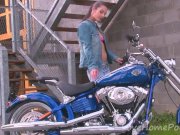 Hot motorcycle babe strips for the camera 1/16