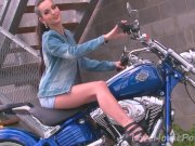 Hot motorcycle babe strips for the camera 3/16