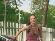 Cute teen displays her sensational body in public 1/16