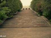 Jeny Smith wearing MyMokondo strap bondage in old park 10/16