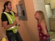 Topless teen jerks off the technician 2/16