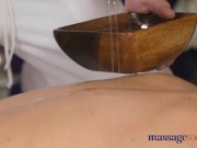 Massage Rooms Tiny tight shaved blonde sucks and fucks big cock 2/16