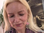 Skinny blonde granny riding thick meat 3/16