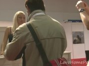 Busty blonde loves presenting her striking breasts 2/16