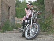 Cute teen is amazed by a big bike 8/16