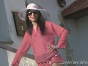 Hot babe poses in a white hat 4/16