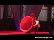 busty burlesque show on public stage 3/16