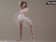 Blonde gymnast performs gymnastics 13/16