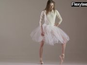 Blonde gymnast performs gymnastics 2/16