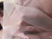 Perfect titted brunette Nia Black in stockings fingering wet pussy 12/16