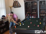 SpyFam Blonde stepmom Laura Bentley fucks stepson on pool table 3/16