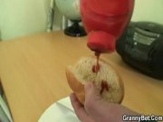 Huge grandma is picked up in cafe 10/16