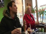 Huge grandma is picked up in cafe 2/16