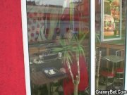 Huge grandma is picked up in cafe 5/16