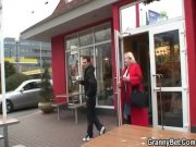 Huge grandma is picked up in cafe 7/16