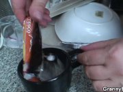 Blonde old granny gives head and rides him 1/16