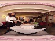 VRBangers - Public Sex with Two Babes in Caffe 2/16