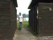 Big-boobs blonde granny rides his cock 6/16