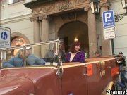 Old granny in stockings rides stranger's cock 3/16