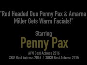 Red Headed Duo Penny Pax & Amarna Miller Gets Warm Facials! 1/16