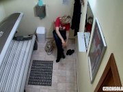 Older MILF Tanning her Shaved Tight Pussy