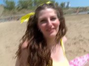 Long-Haired Beauty Rides Cock At Beach 2/16